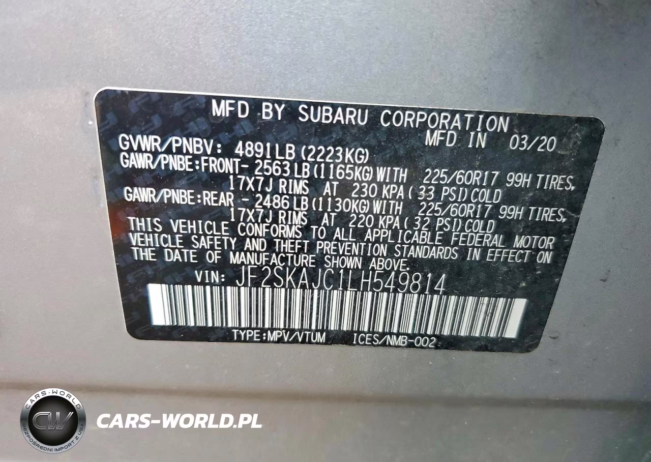 2020 Subaru Forester Premium VIN:JF2SKAJC1LH549814 - 13