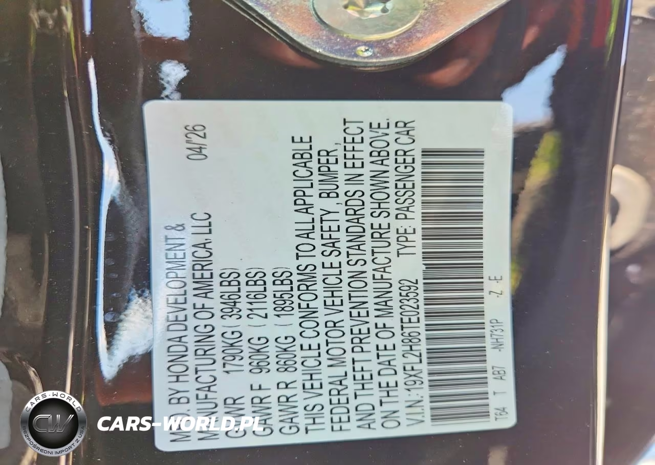 2026 Honda Civic Sport VIN:19XFL2H86TE023592 - 13