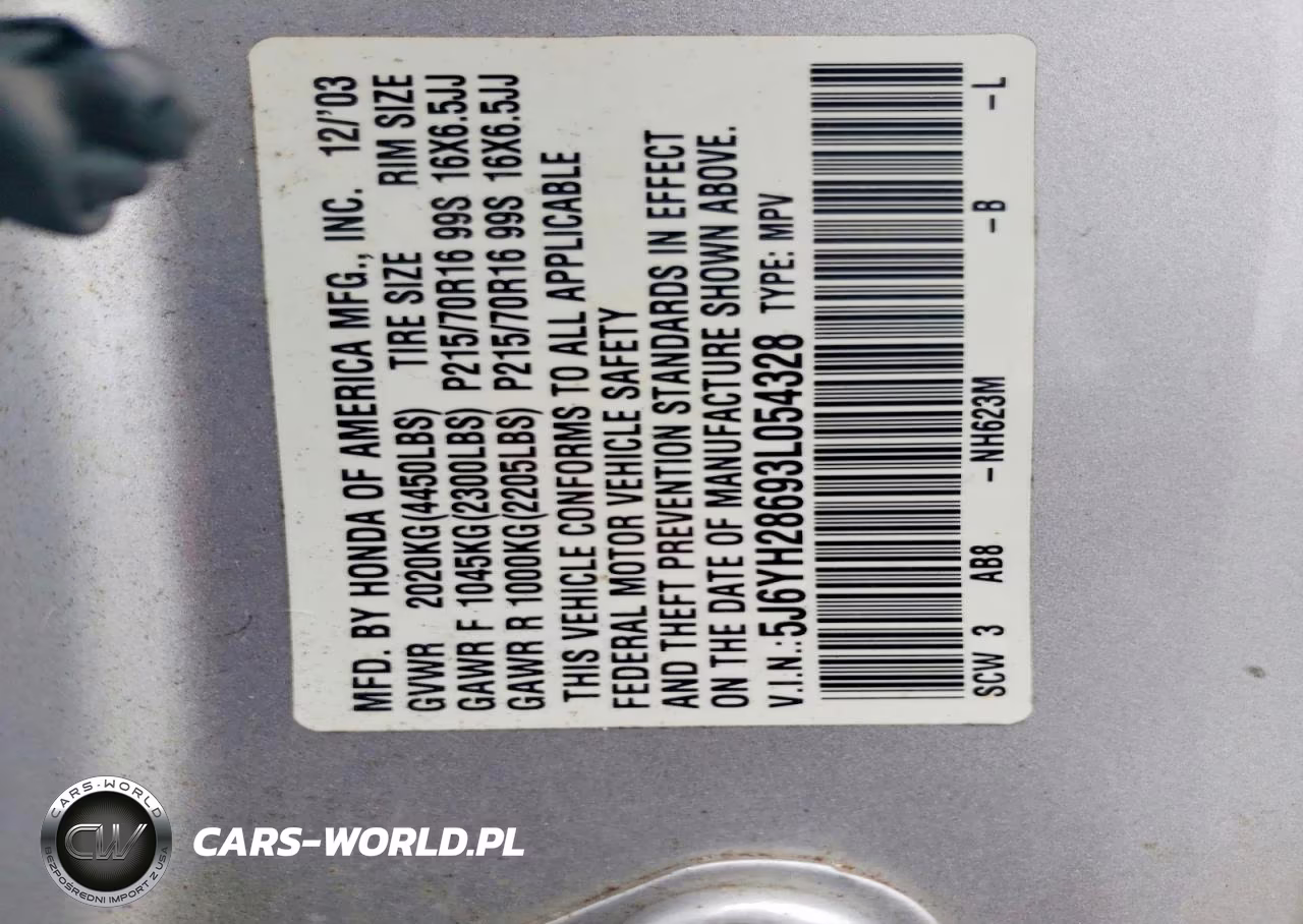 2003 Honda Element Ex VIN:5J6YH28693L054328 - 13