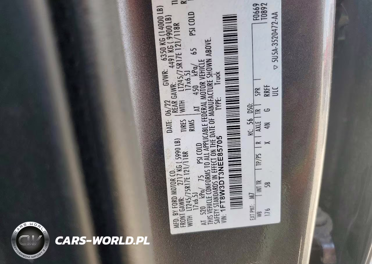2022 Ford F-350 Lariat VIN:1FT8W3DT3NEE85705 - 12