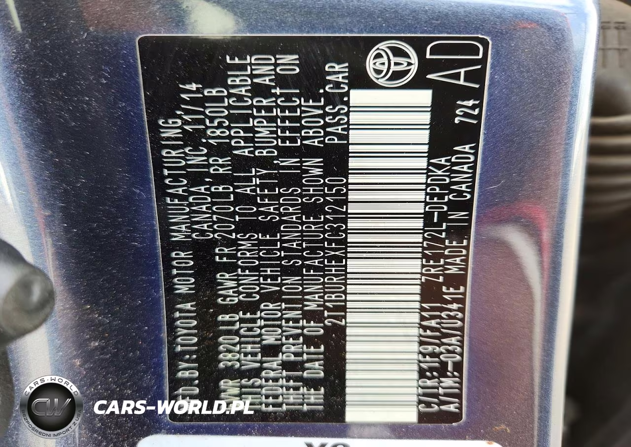 2015 Toyota Corolla L VIN:2T1BURHEXFC312150 - 12