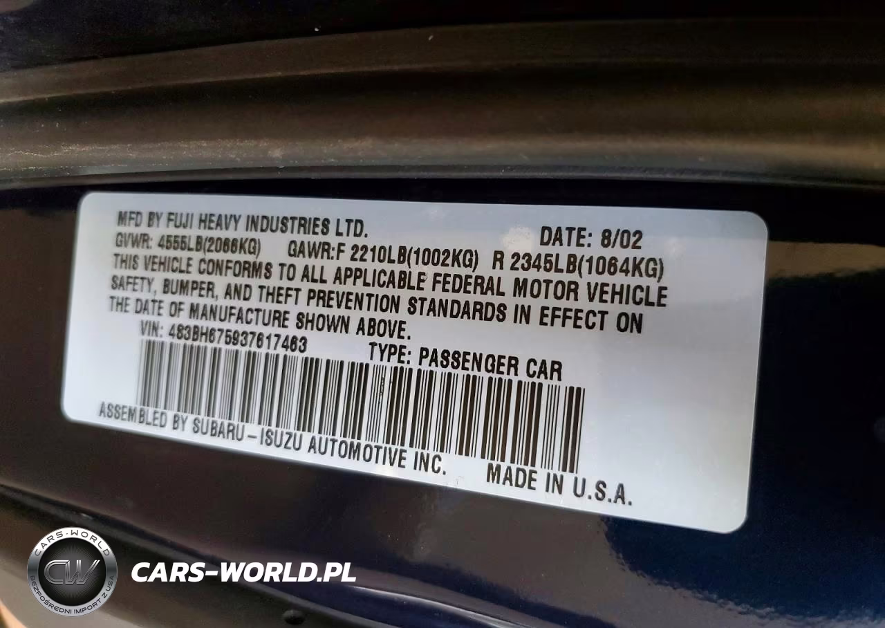 2003 Subaru Legacy Outback Awp VIN:4S3BH675937617463 - 13