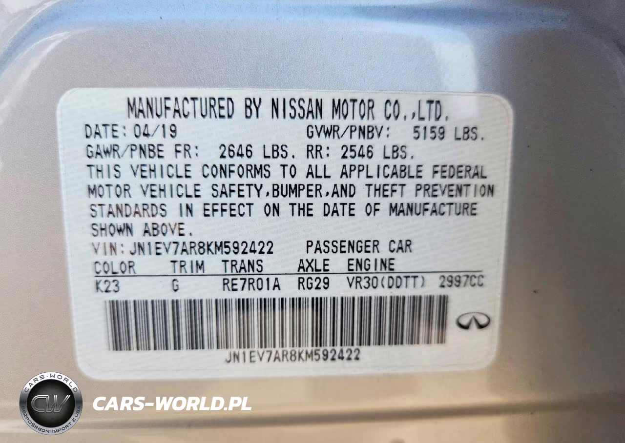 2019 Infiniti Q50 3.0T Signature Edition VIN:JN1EV7AR8KM592422 - 12