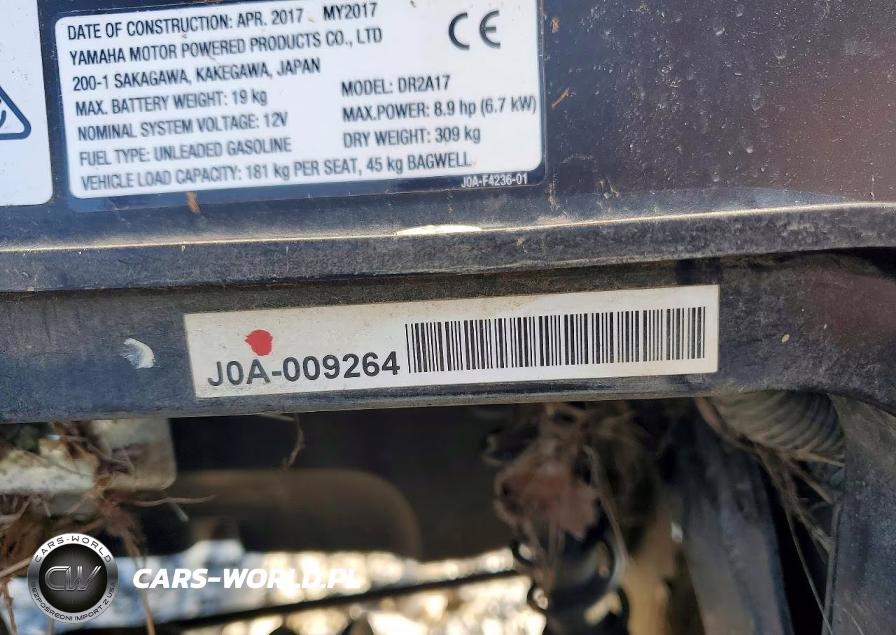 2017 Yamaha Golf Cart VIN:00000000J0A009264 - 10