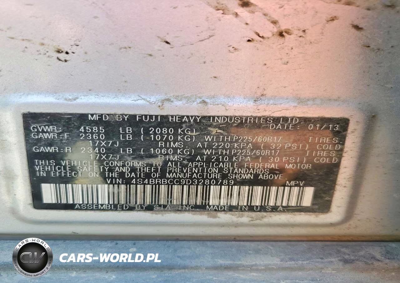 2013 Subaru Outback 2.5I Premium VIN:4S4BRBCC9D3280789 - 13