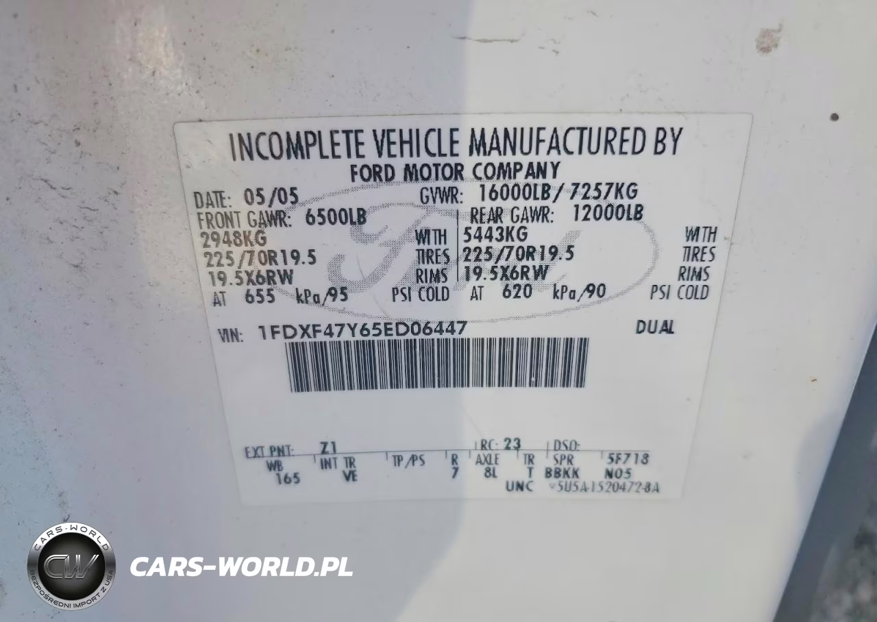 2005 Ford F450 Super Duty VIN:1FDXF47Y65ED06447 - 12