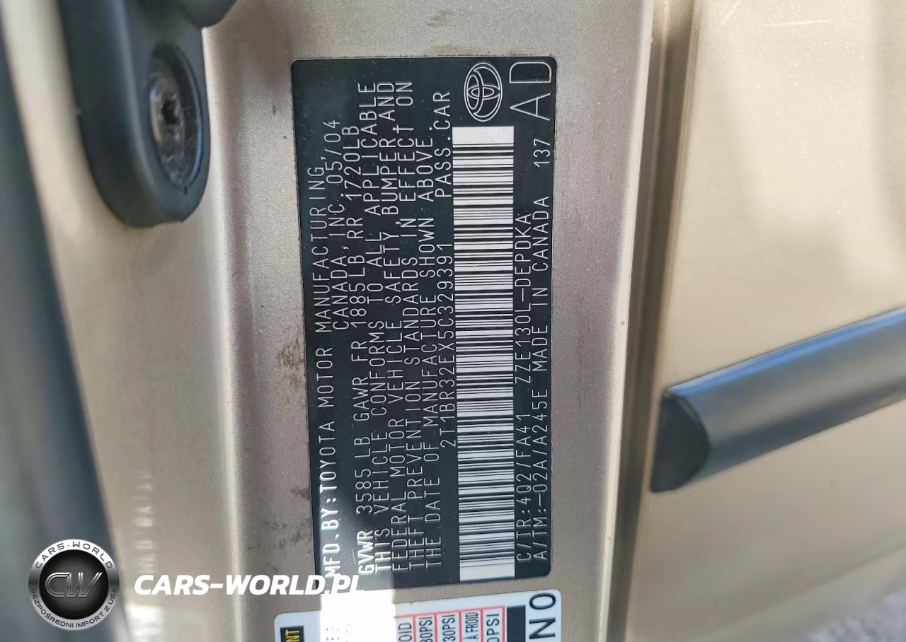 2005 Toyota Corolla Ce VIN:2T1BR32EX5C329391 - 12