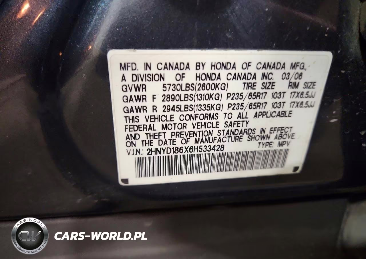 2006 Acura Mdx Touring VIN:2HNYD186X6H533428 - 13