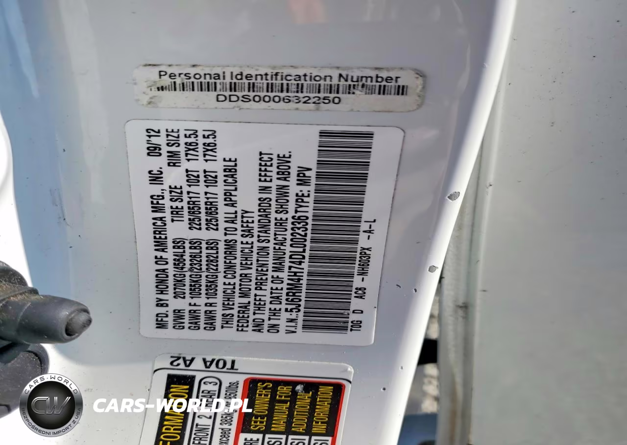 2013 Honda Cr-V Exl VIN:5J6RM4H74DL002336 - 13