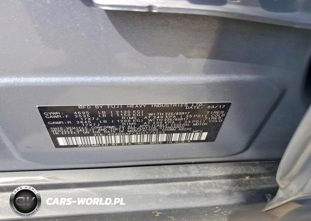 2017 Subaru Outback 2.5I Premium VIN:4S4BSAFC9H3373005 - 14