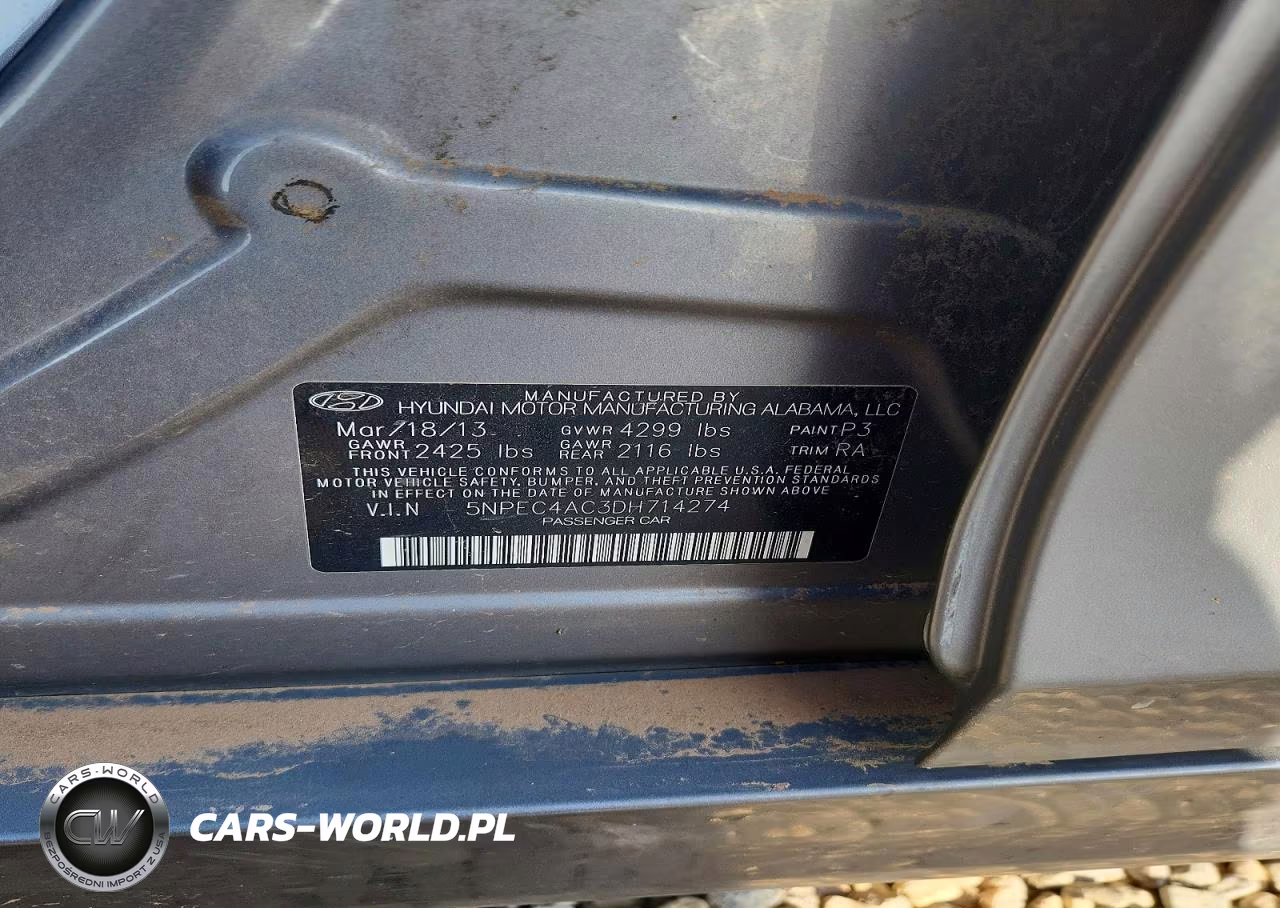 2013 Hyundai Sonata Se VIN:5NPEC4AC3DH714274 - 13