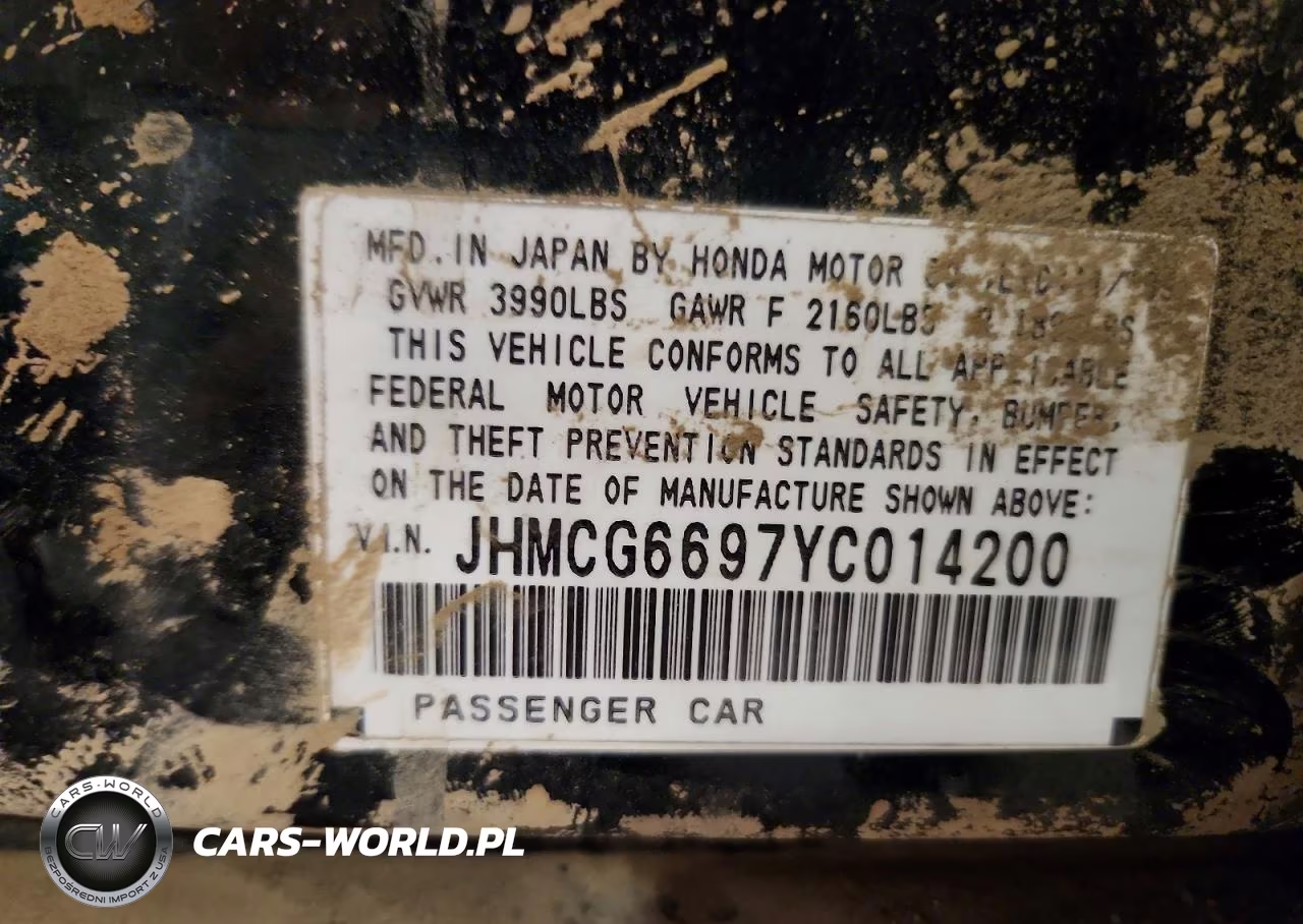 2000 Honda Accord Se VIN:JHMCG6697YC014200 - 12