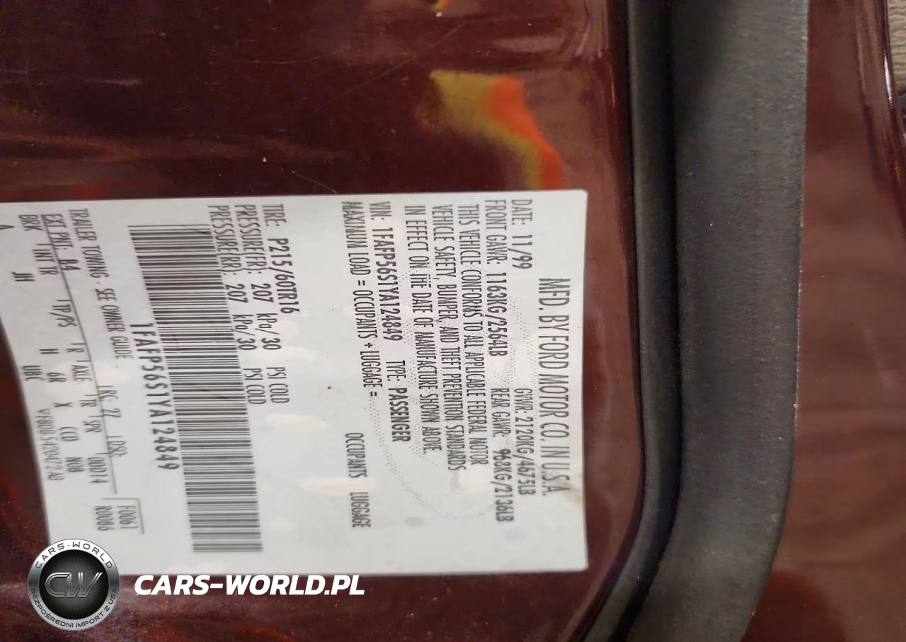 2000 Ford Taurus Sel VIN:1FAFP56S1YA124849 - 13