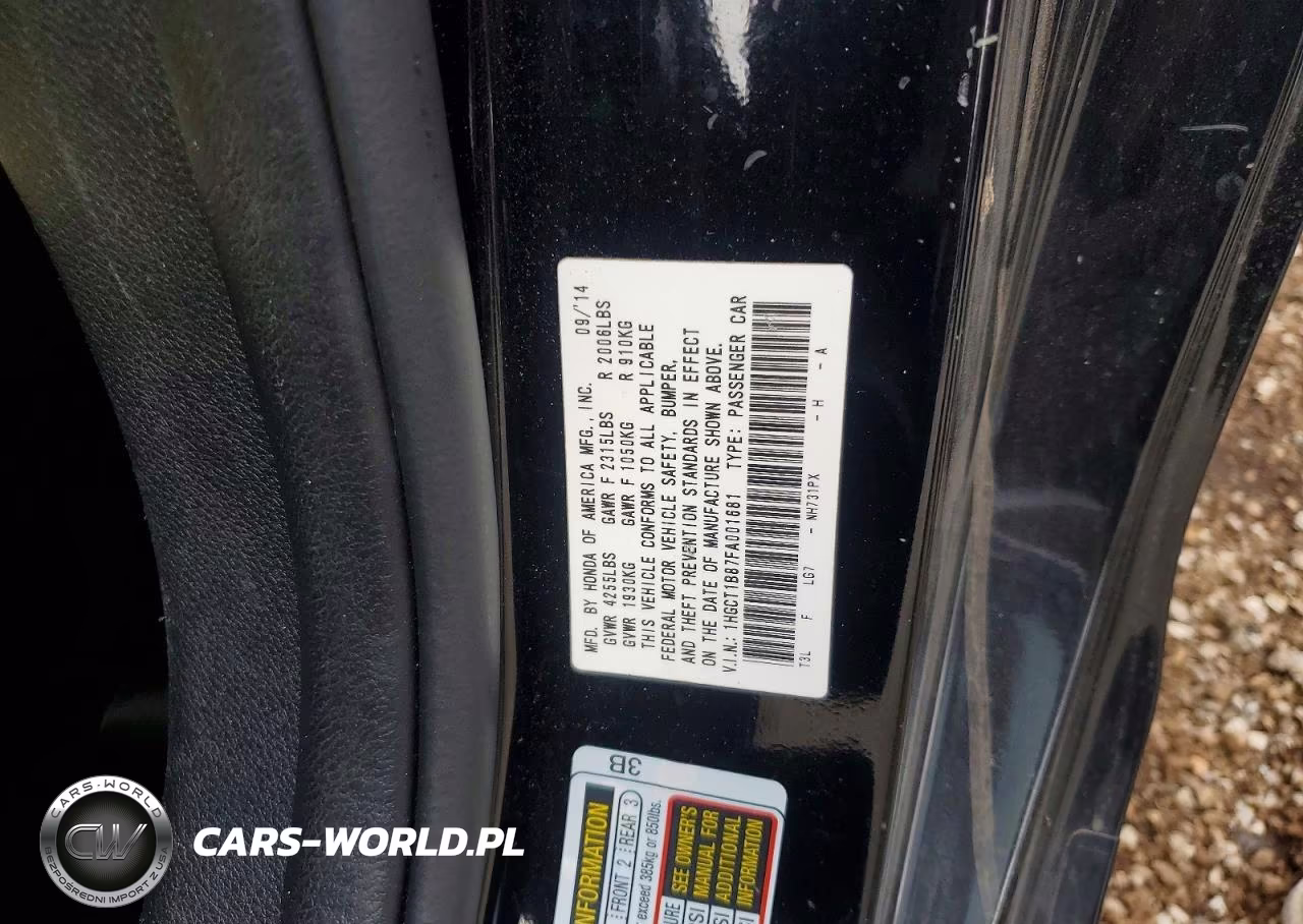 2015 Honda Accord Exl VIN:1HGCT1B87FA001681 - 12