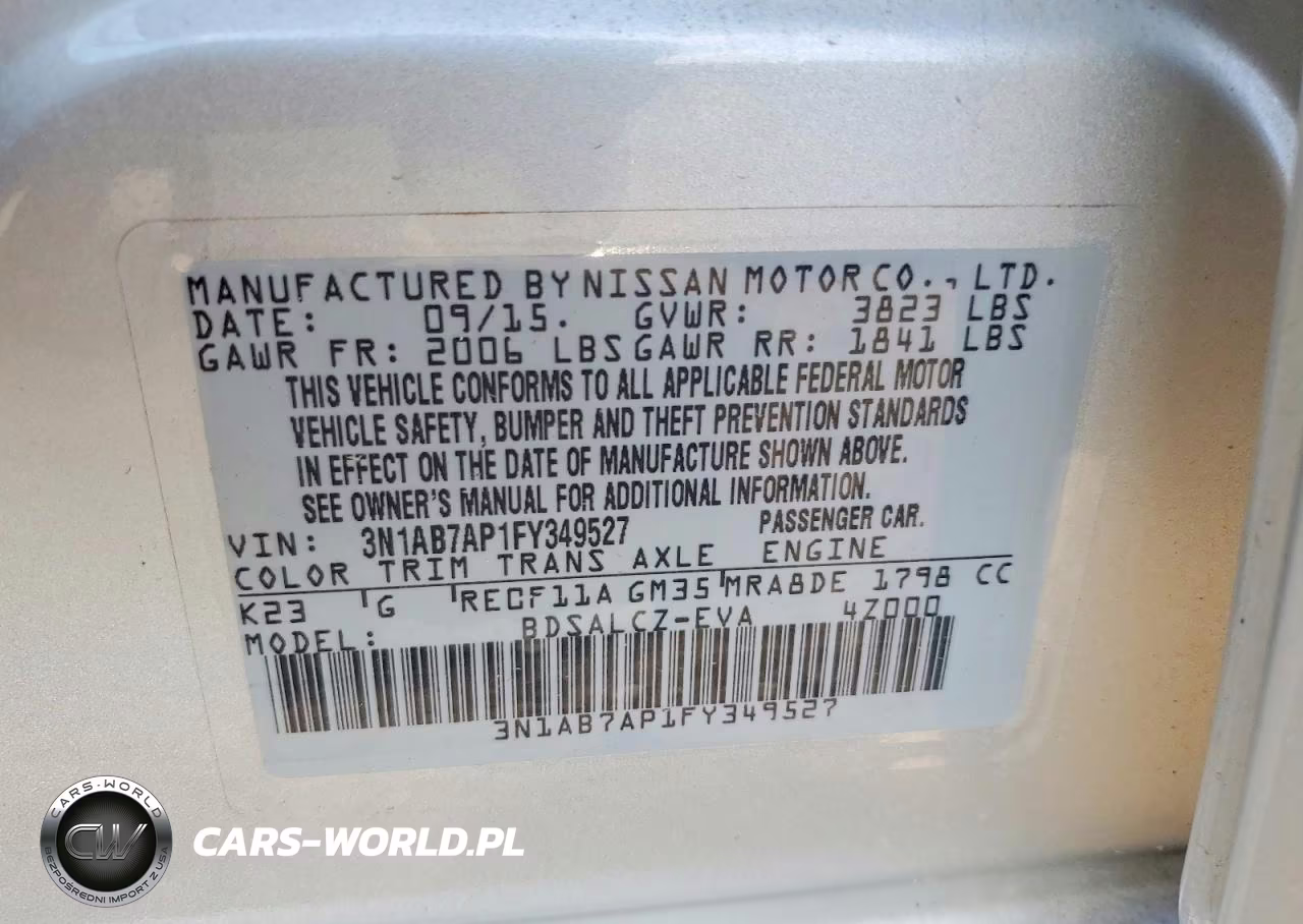 2015 Nissan Sentra S VIN:3N1AB7AP1FY349527 - 12