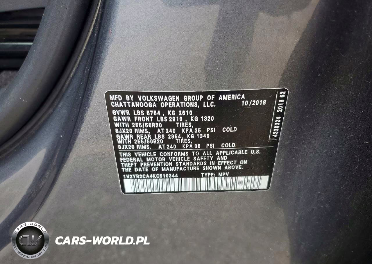 2019 Volkswagen Atlas Se VIN:1V2YR2CA4KC510344 - 13