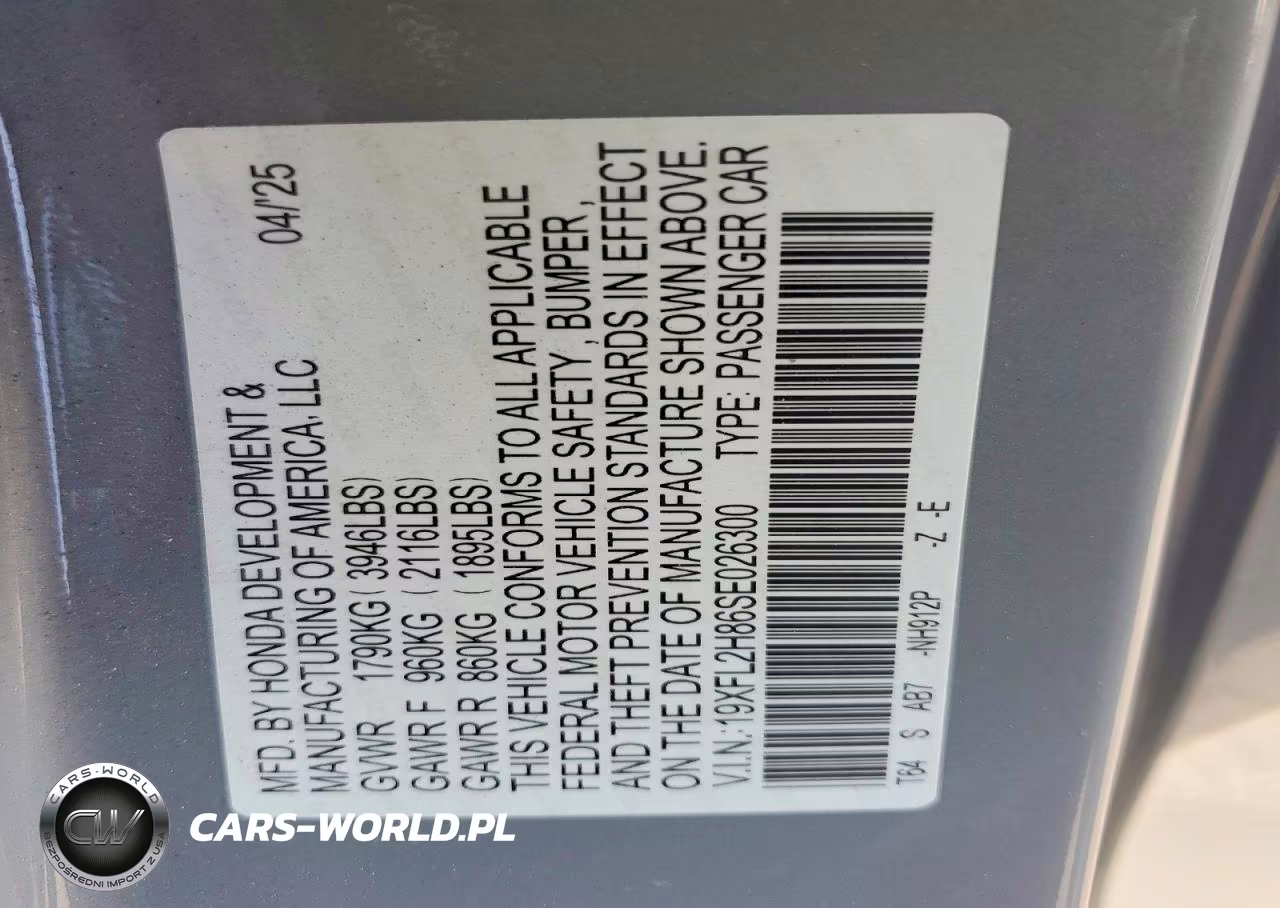 2025 Honda Civic Sport VIN:19XFL2H86SE026300 - 12