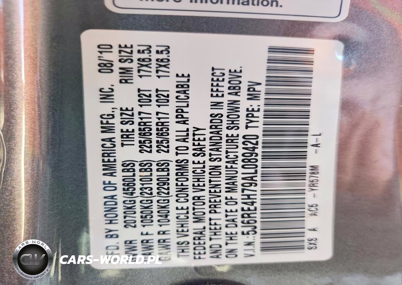 2010 Honda Cr-V Exl VIN:5J6RE4H79AL089420 - 13