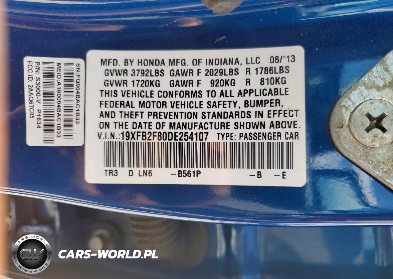 2013 Honda Civic Ex VIN:19XFB2F80DE254107 - 12