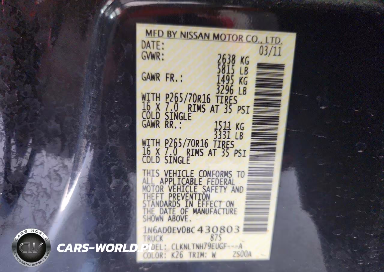 2011 Nissan Frontier S VIN:1N6AD0EV0BC430803 - 12
