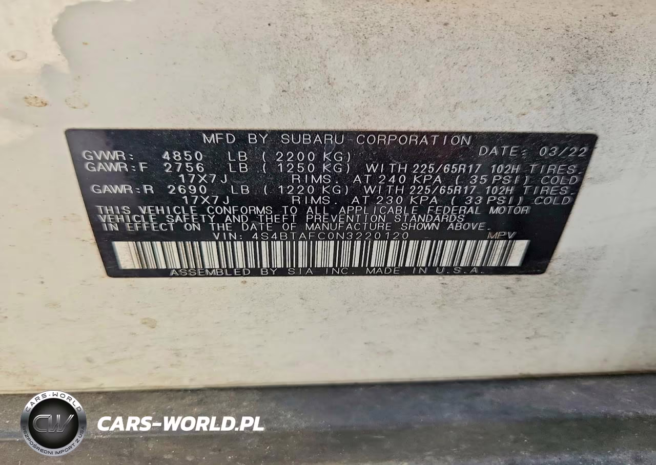 2022 Subaru Outback Premium VIN:4S4BTAFC0N3220120 - 13