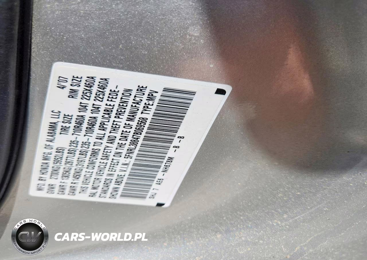 2007 Honda Odyssey Touring VIN:5FNRL38847B069568 - 12