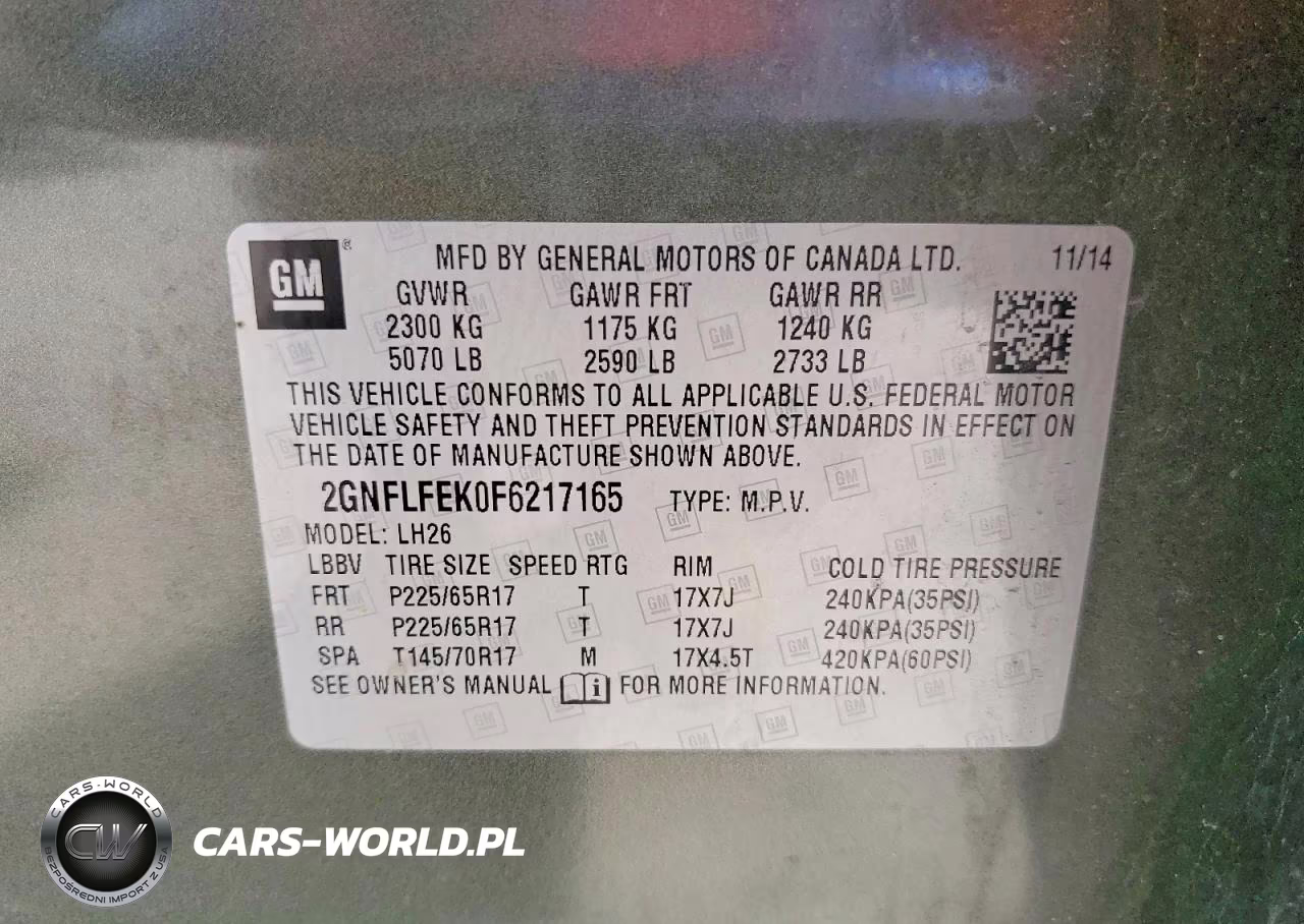 2015 Chevrolet Equinox Lt VIN:2GNFLFEK0F6217165 - 14