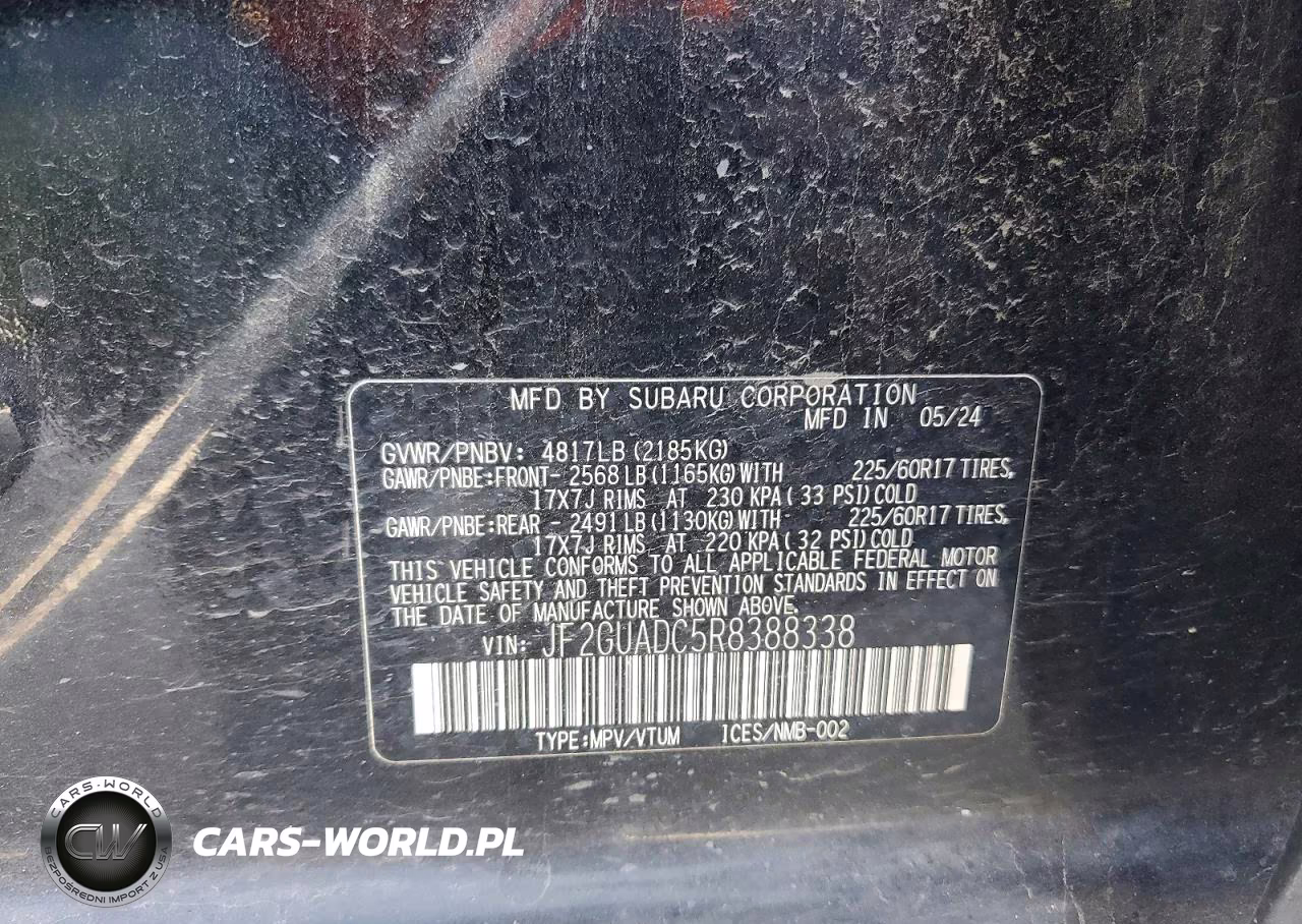2024 Subaru Crosstrek Premium VIN:JF2GUADC5R8388338 - 14