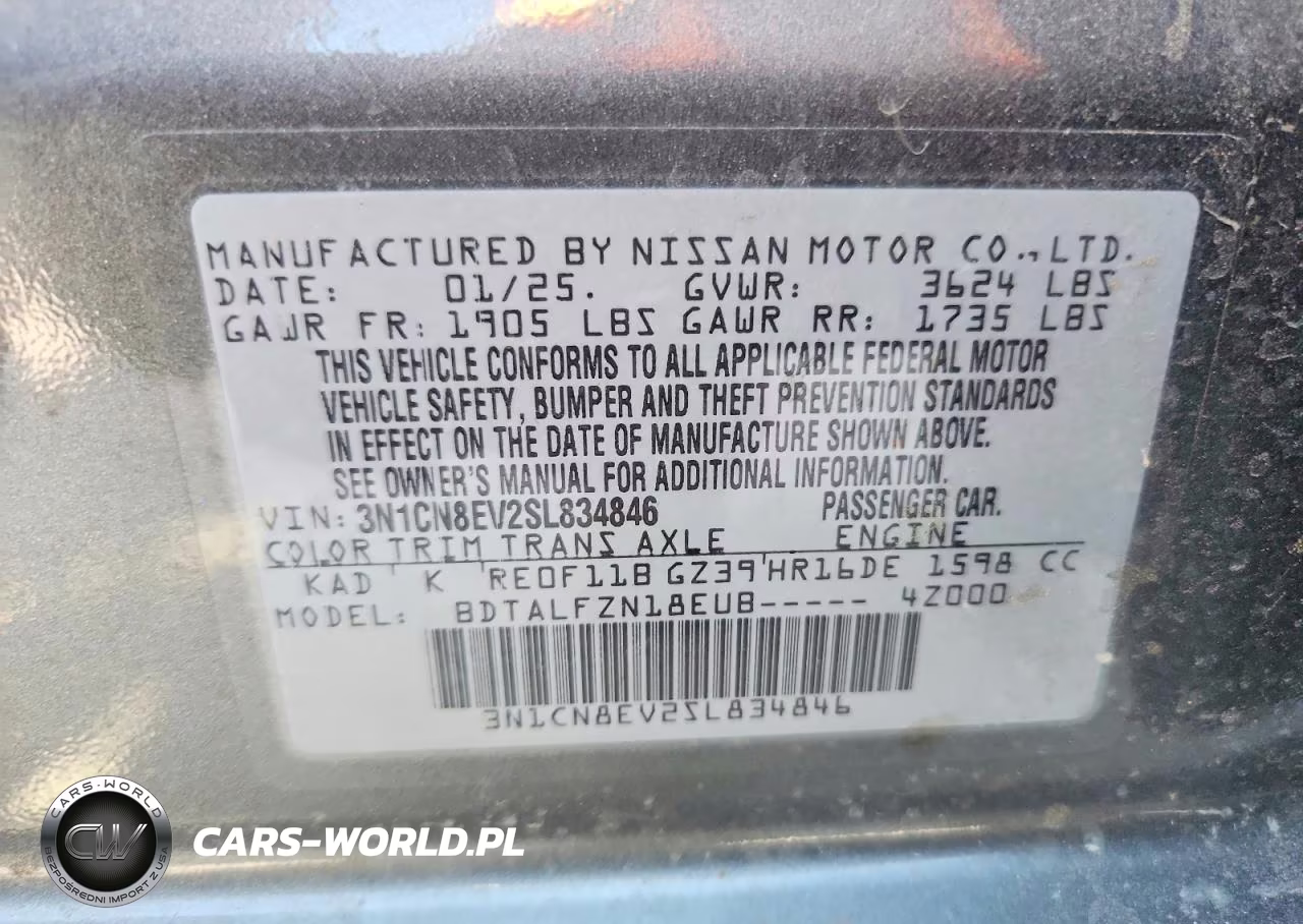 2025 Nissan Versa Sv VIN:3N1CN8EV2SL834846 - 13