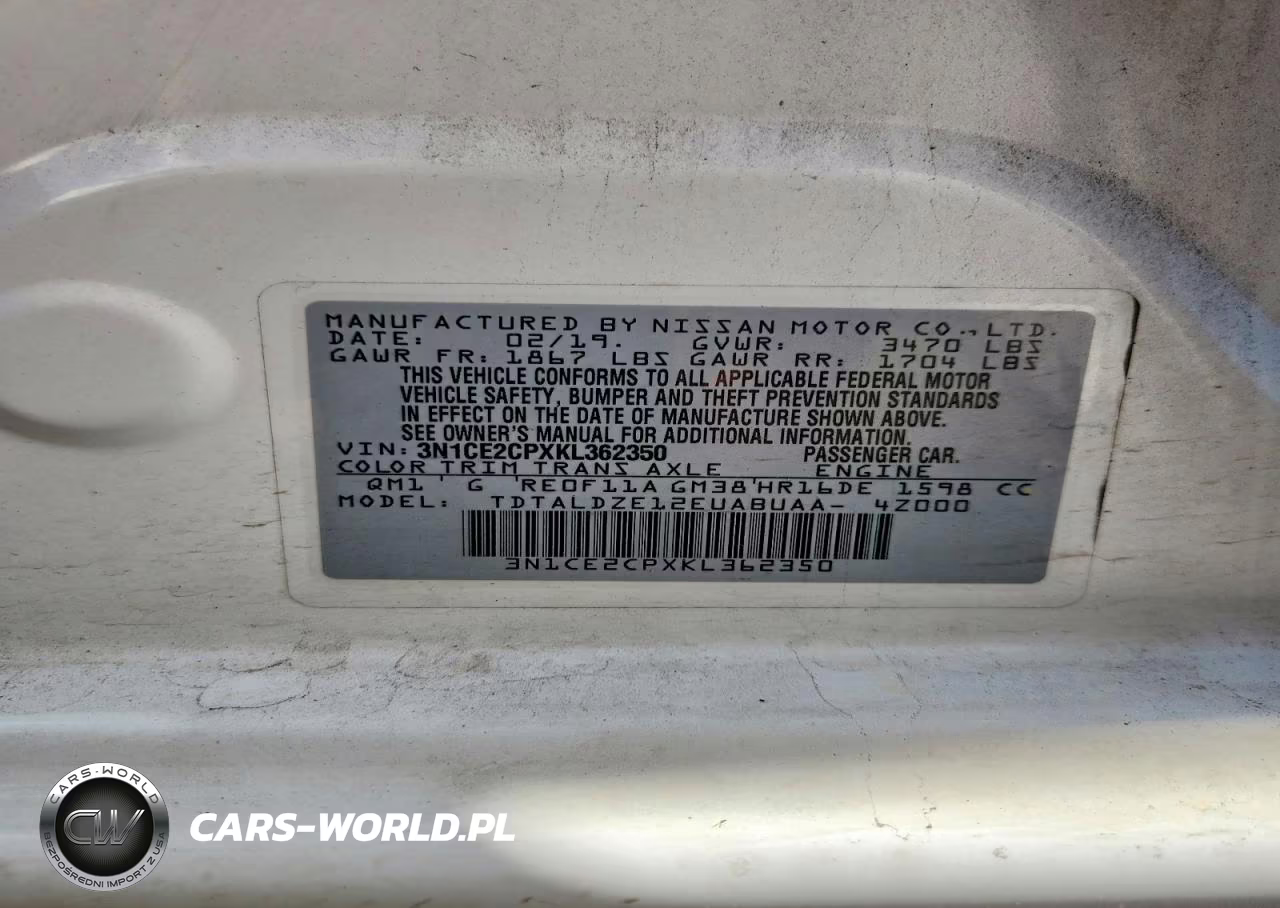 2019 Nissan Versa Note Sv VIN:3N1CE2CPXKL362350 - 12