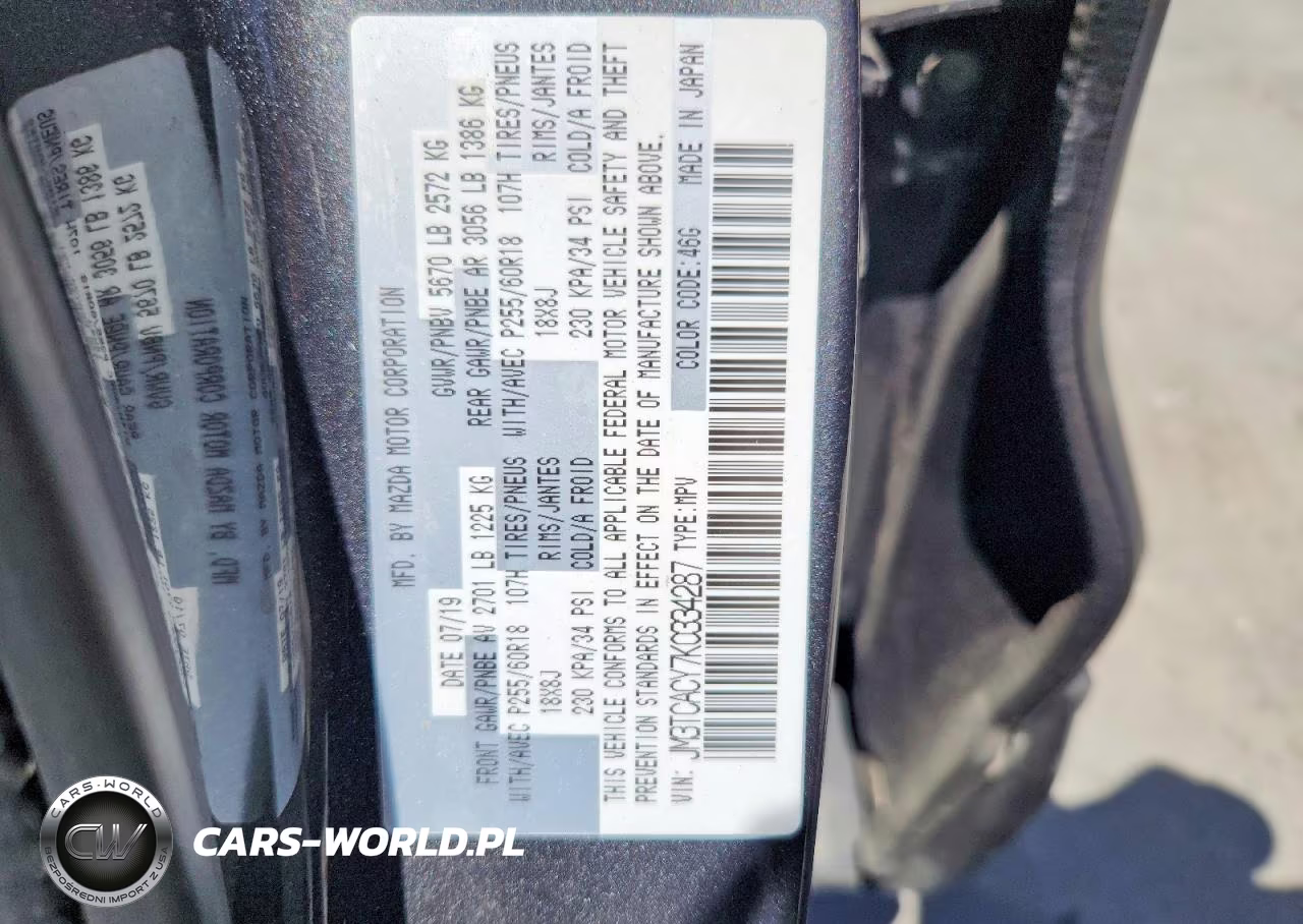 2019 Mazda Cx-9 Touring VIN:JM3TCACY7K0334287 - 14