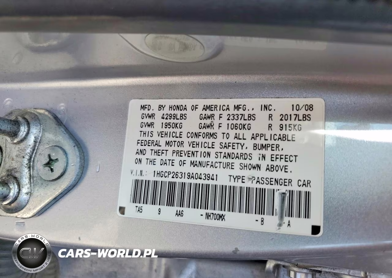 2009 Honda Accord Lx VIN:1HGCP26319A043941 - 12