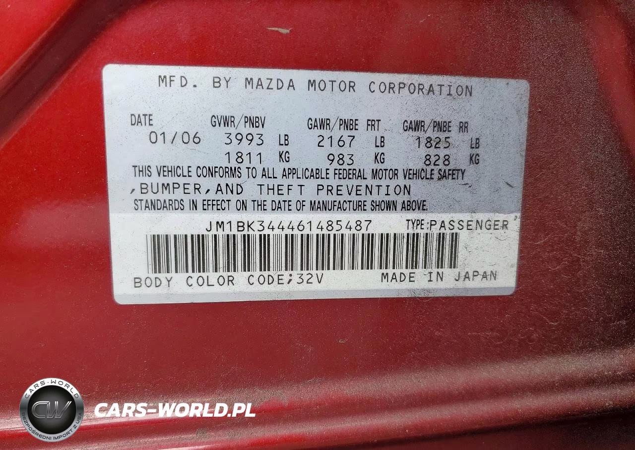 2006 Mazda 3 Hatchback VIN:JM1BK344461485487 - 12