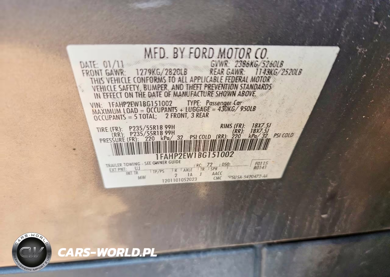 2011 Ford Taurus Sel VIN:1FAHP2EW1BG151002 - 12
