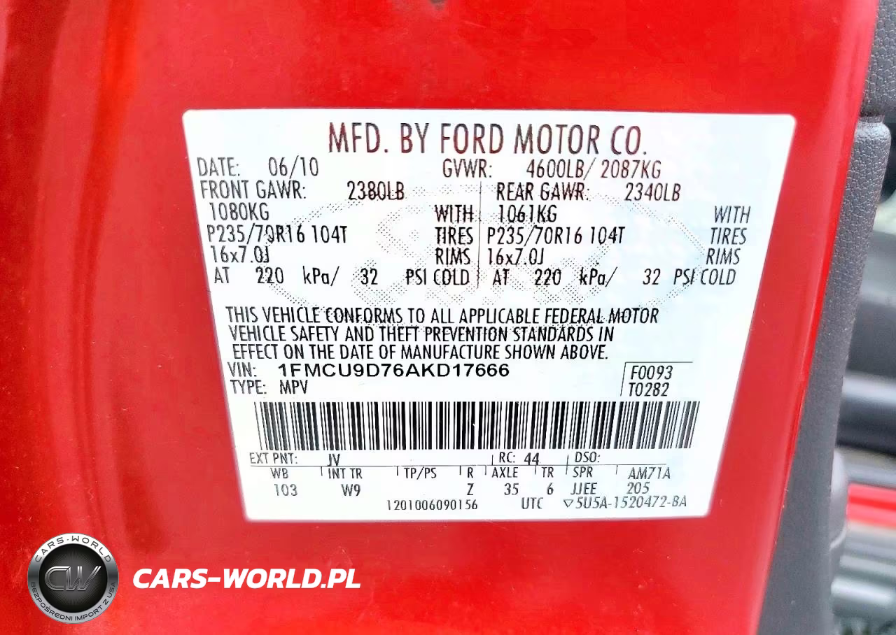 2010 Ford Escape Xlt VIN:1FMCU9D76AKD17666 - 13