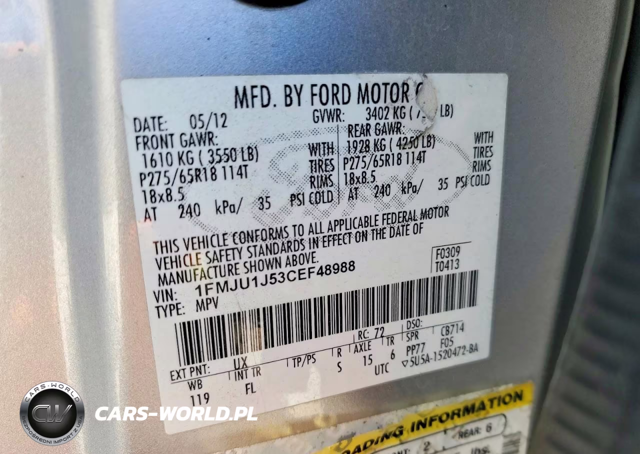 2012 Ford Expedition Xlt VIN:1FMJU1J53CEF48988 - 13