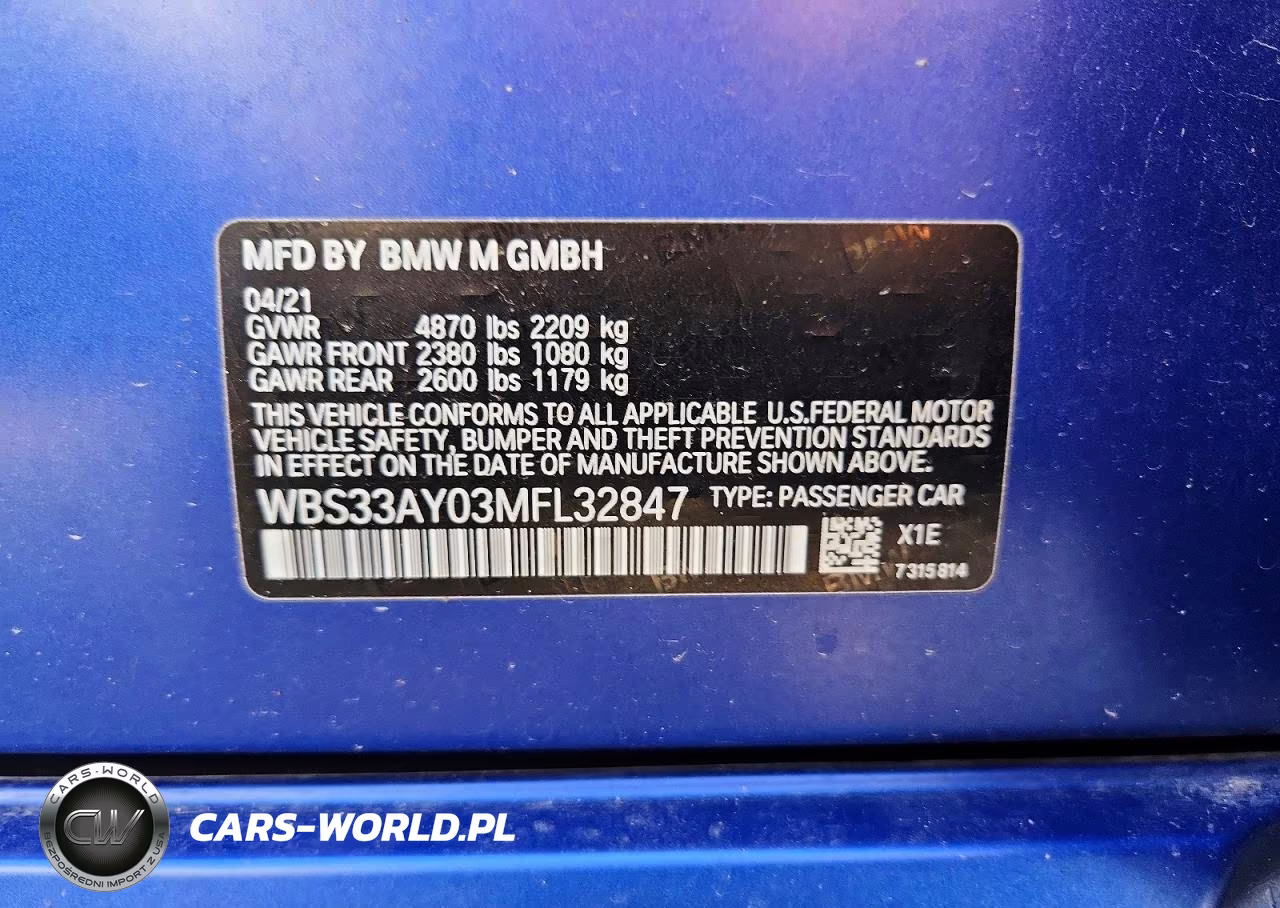 2021 BMW M3 Competition VIN:WBS33AY03MFL32847 - 12