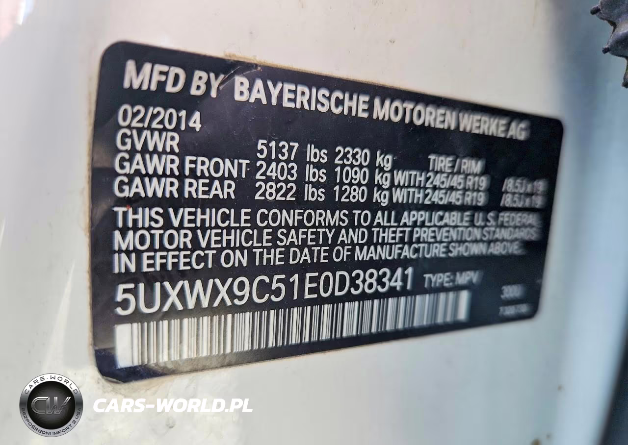 2014 BMW X3 xDrive28I VIN:5UXWX9C51E0D38341 - 13