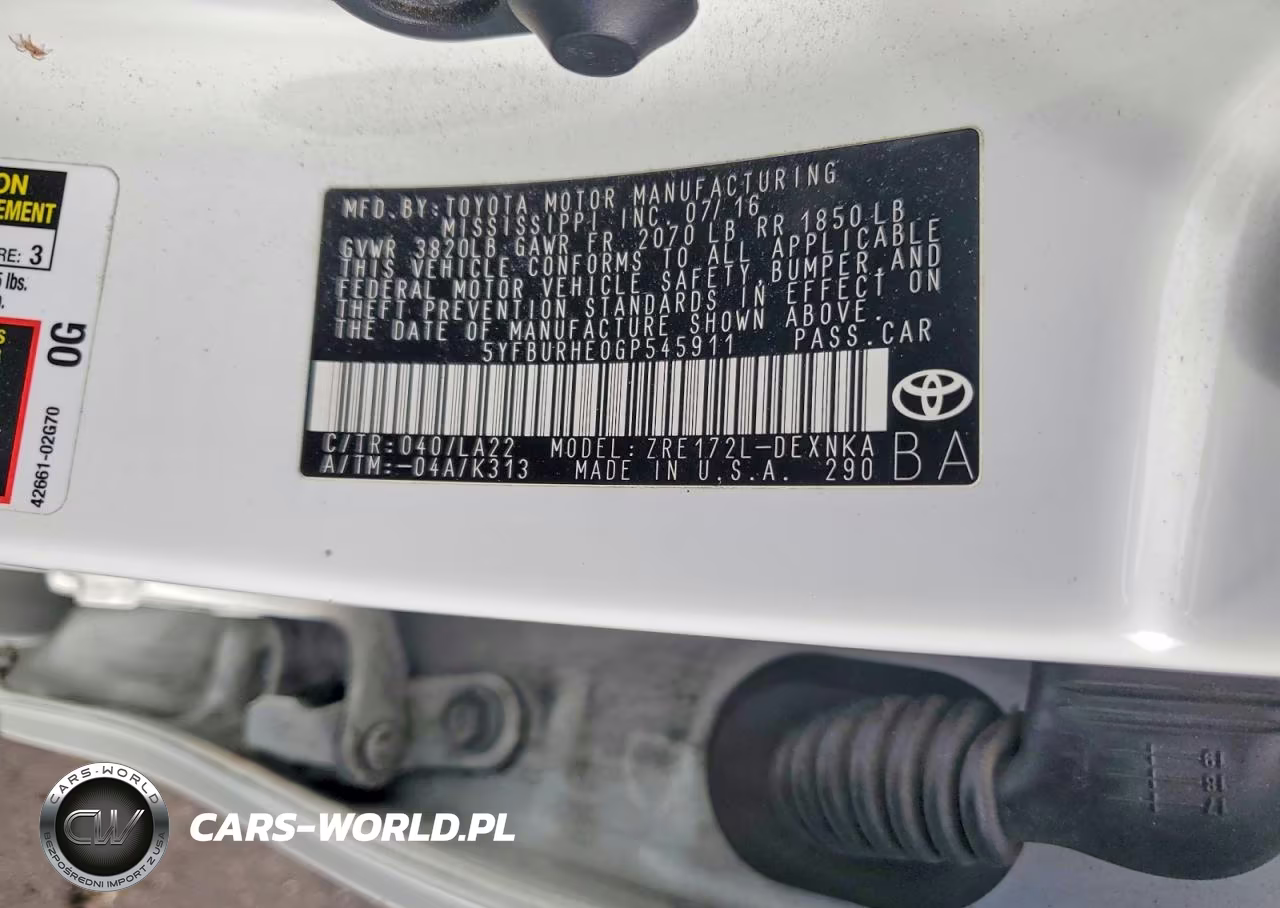 2016 Toyota Corolla Le Premium VIN:5YFBURHE0GP545911 - 12