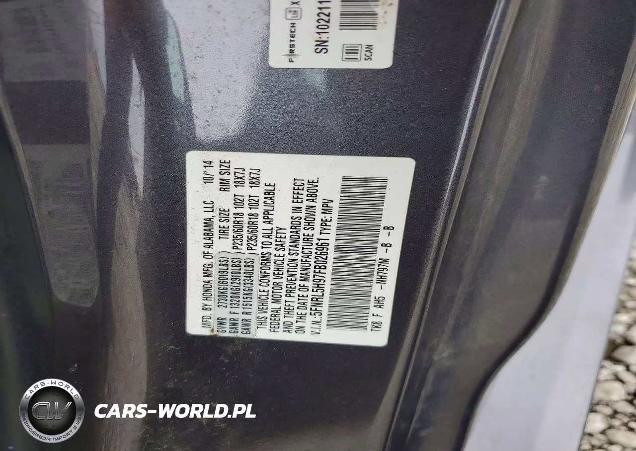 2015 Honda Odyssey Touring VIN:5FNRL5H97FB026961 - 13