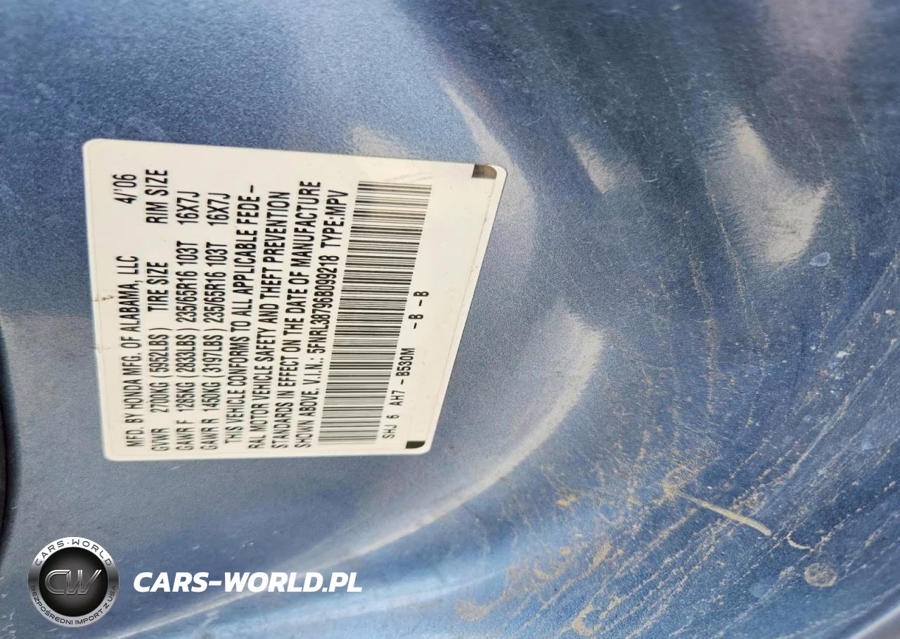 2006 Honda Odyssey Exl VIN:5FNRL38796B099218 - 12
