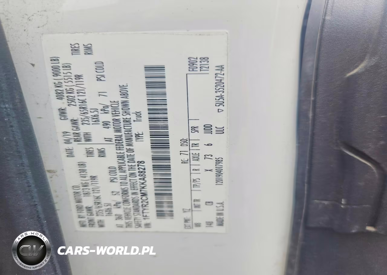 2019 Ford Transit T-250 VIN:1FTYR2CM7KKA88278 - 13