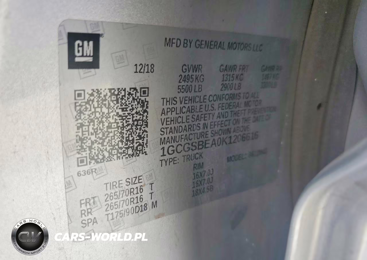 2019 Chevrolet Colorado VIN:1GCGSBEA0K1206616 - 12