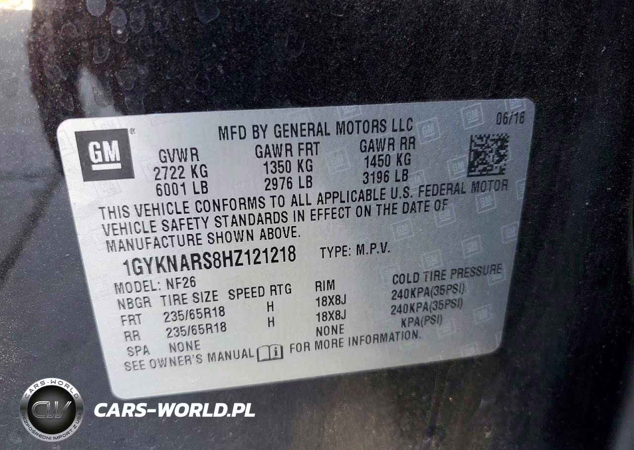 2017 Cadillac Xt5 VIN:1GYKNARS8HZ121218 - 13