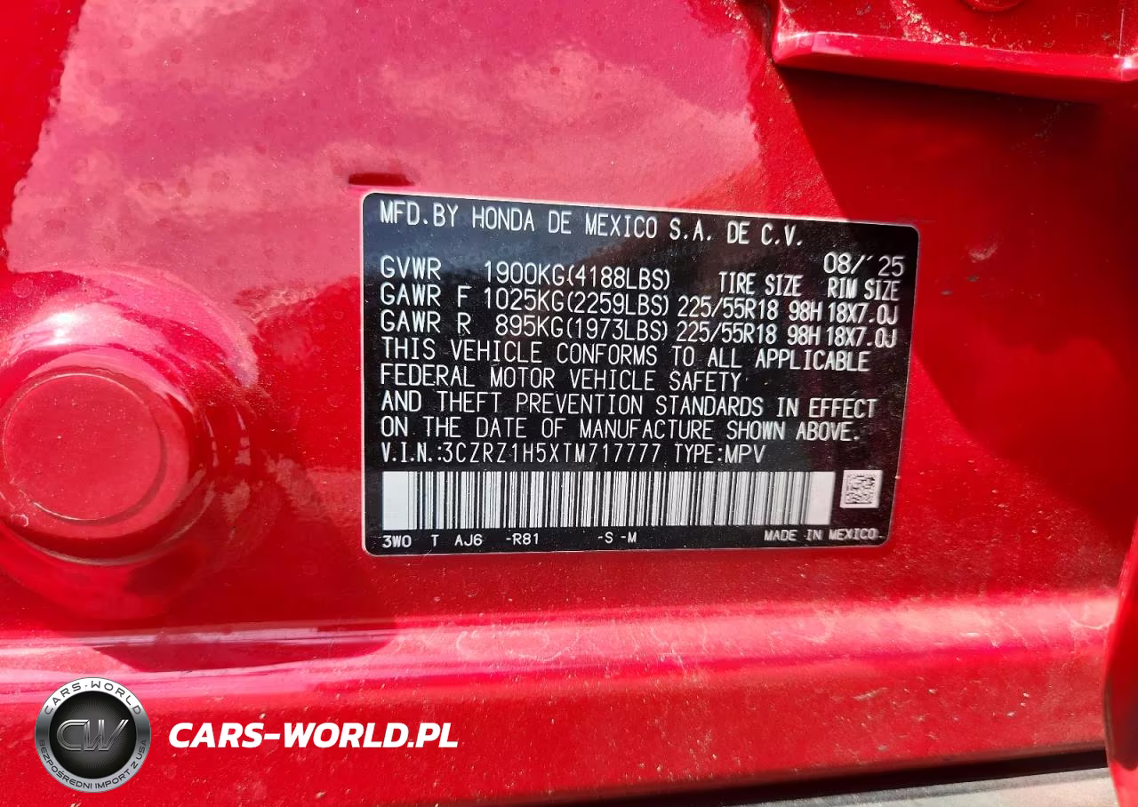 2026 Honda Hr-V Sport VIN:3CZRZ1H5XTM717777 - 13