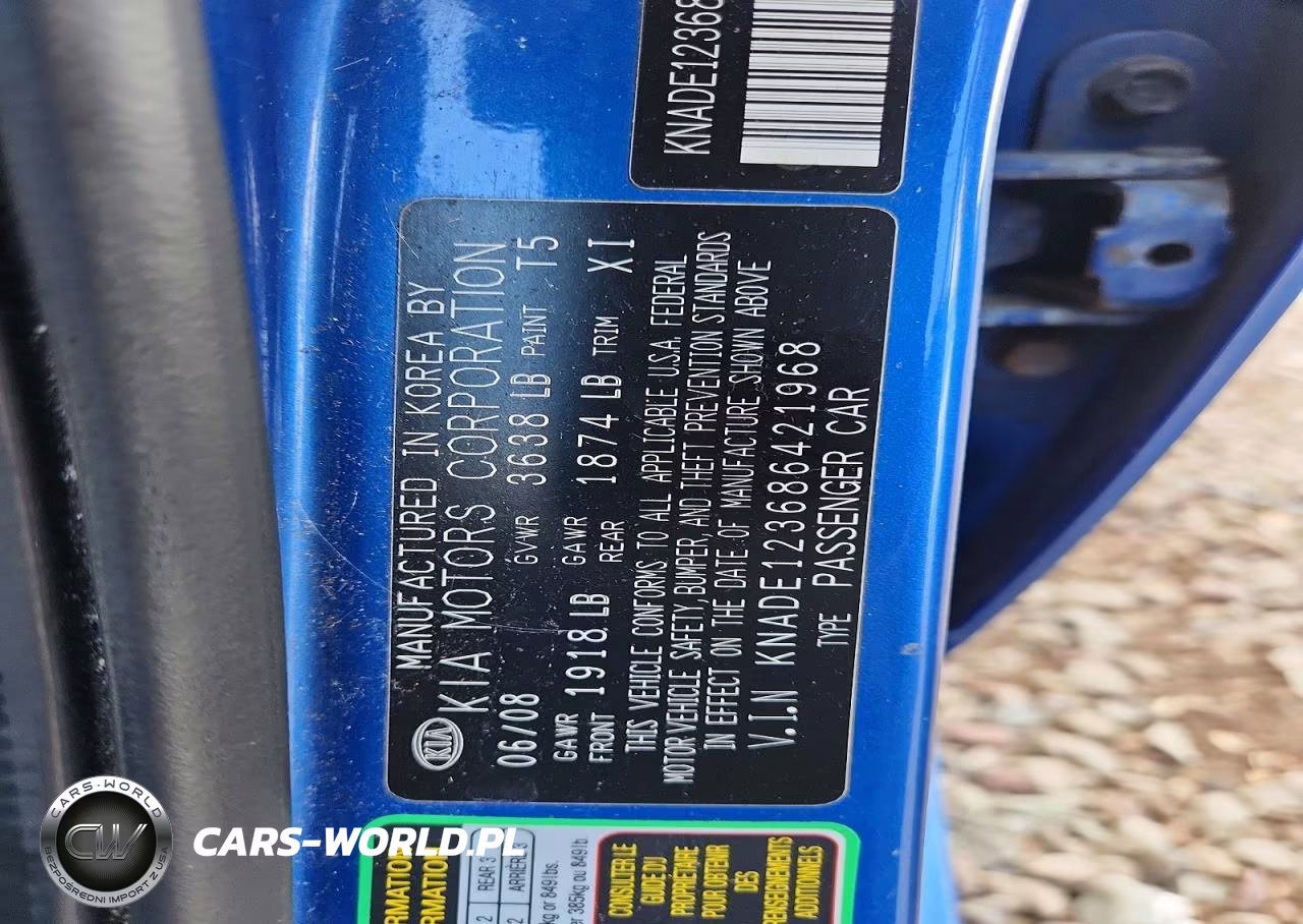 2008 Kia Rio Base VIN:KNADE123686421968 - 12