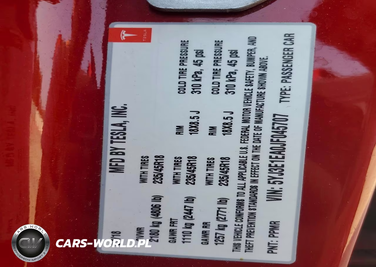 2018 Tesla Model 3 VIN:5YJ3E1EA0JF045707 - 12