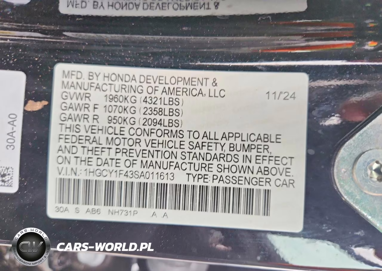 2025 Honda Accord Se VIN:1HGCY1F43SA011613 - 12