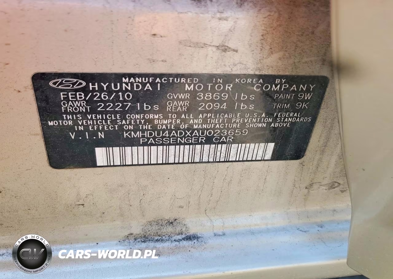 2010 Hyundai Elantra Gls VIN:KMHDU4ADXAU023659 - 12