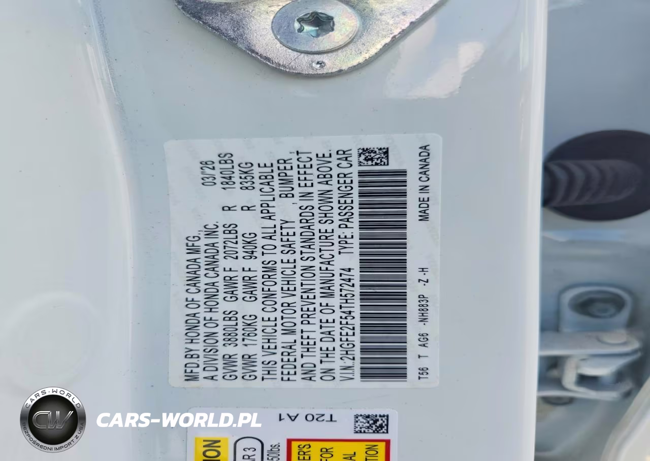 2026 Honda Civic Sport VIN:2HGFE2F54TH572474 - 13